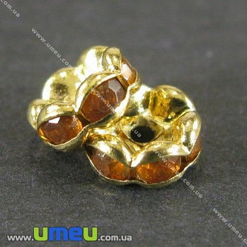 [Архів] Розділювач 7 мм, Золото, Стрази пластикові помаранчеві (OBN-000608)