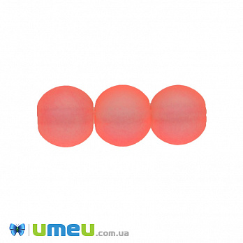 Бусина стеклянная матовая, 6 мм, Круглая, Оранжевая яркая, 20 шт (BUS-040351)