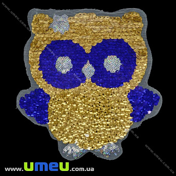 Аплікація з паєтками Сова, 22х21 см, Золотиста (APL-030015)