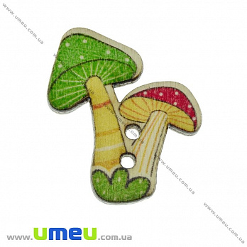 Декоративний пришивний елемент Грибочки, 32х27 мм, Салатовий (DIF-021279)