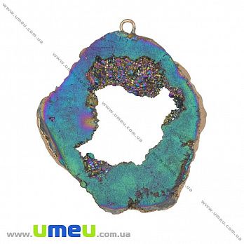 Підвіска з натурального каменю, Друза агату, Ірис, 60х53 мм (POD-031594)