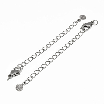 Замок-карабін з нерж. сталі з подовжувачем і кінцевиком, 70 мм, Темне срібло (STL-060891)