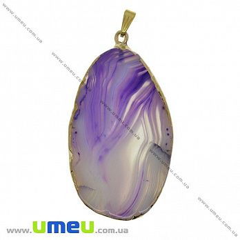 Подвеска из натурального камня, Агат фиолетовый в фольге, 66х33 мм, 1 шт (POD-033020)