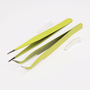 Набір пінцетів із нержавіючої сталі, 11,5 см, Жовтий (INS-053911)