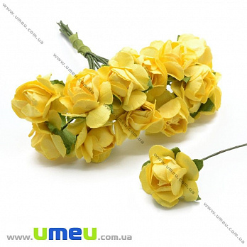 Роза бумажная, 15 мм, Желтая, 1 шт (DIF-006742)