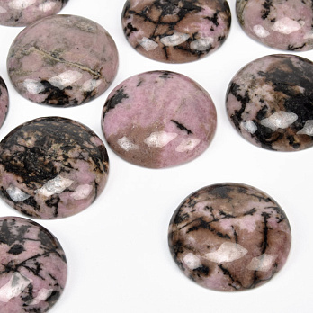 Кабошон нат. камінь Родоніт, Круглий, 25 мм (KAB-059236)