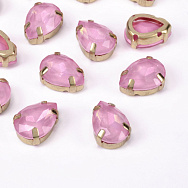 Шатон капля 14х10 мм, Золото, Розовый (KAB-052953)