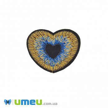 Термоаплікація Серце, 5х4 см, Золотисто-блакитна (APL-042442)