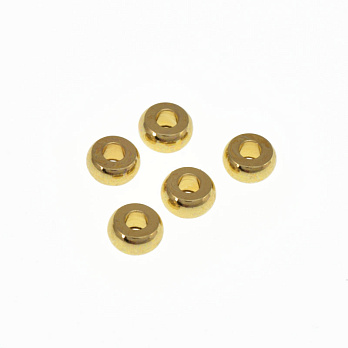 Намистини з нерж. сталі Круглі плоскі, 4х2 мм, Покриття 18 kt (STL-062536)