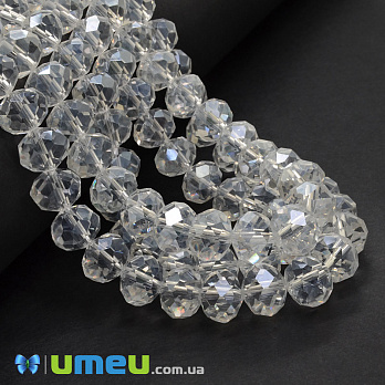 [Архів] Намистини ронделі, 10х8 мм, Прозорі (BUS-049277)