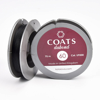 Нить для бисера COATS Dabond 60, Черная, 75 м (MUL-060556)