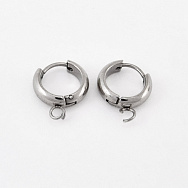 Серьги-кольца Huggie из нерж. стали, 17х13х4 мм, Темное серебро (STL-059033)
