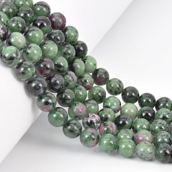 Намистини Рубін у цоїзиті, Натур. камінь, 8,5 мм, Круглі (BUS-058024)