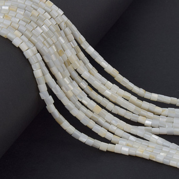 Намистини Перламутр білий, Натур. камінь, 3х3 мм, Бочонок (BUS-058125)