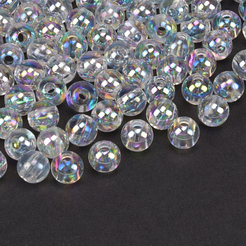 Намистини для сумок ОПТ, Акрилові, Прозорі райдужні, Круглі, 6 мм, Прозорі (BUS-059735)
