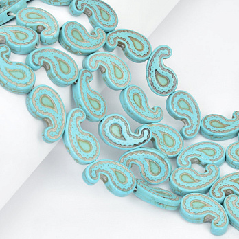 Намистини Бірюза пофарбована, Синт. камінь, 21х13х4 мм, Пуголовок (BUS-057568)