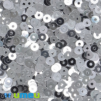 Пайетки Италия круглые плоские, 3 мм, Серебристые №1111 Argento Metallizzati, 3 г (PAI-039138)
