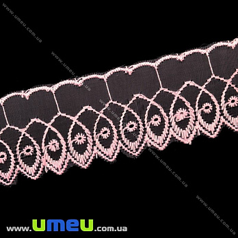 Кружево органза Волна, 50 мм, Розовое, 1 м (LEN-015550)