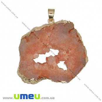 Підвіска з натурального каменю, Друза агату, Помаранчева, 46х43 мм (POD-034052)