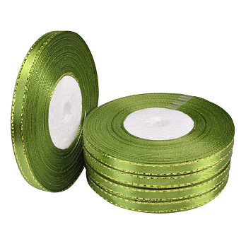 Атласна стрічка з люрексом, 6 мм, Оливкова (LEN-052853)