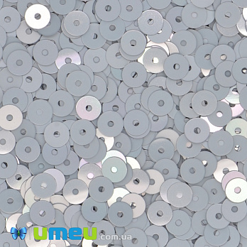 Пайетки Италия круглые плоские, 4 мм, Белые №1009 Ghiaccio Metal, 3 г (PAI-039120)