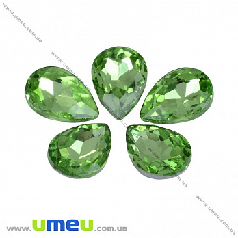 Ріволі скляний УЦЕНКА, Крапля гранована, 14х10 мм, Салатовий (KAB-013219)