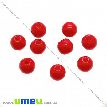 Бусина пластиковая Круглая, 4 мм, Красная, 5 г (BUS-003603)