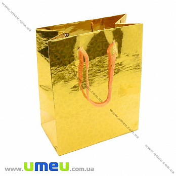 Подарунковий пакет, 14х11х6,5 см, Золотистий (UPK-013804)