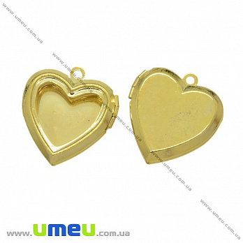 Медальон Сердце, Золото, 25х23 мм, 1 шт (POD-020115)