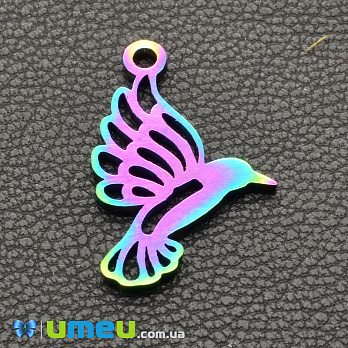 Підвіска з нержавіючої сталі Птах, 18,5х12 мм, Різнокольорова (STL-043189)