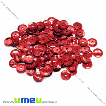 Пайетки Китай круглые граненые, 4 мм, Красные, 5 г (PAI-031953)