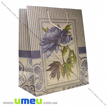 Подарунковий пакет з крафт паперу, 37х30х17 см, Квітка (UPK-035655)