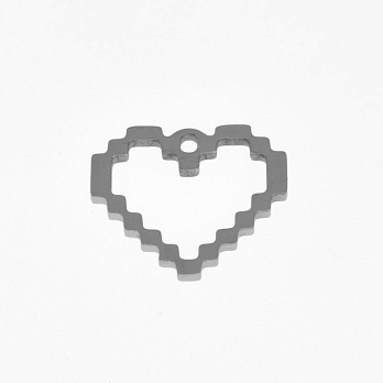 Подвеска из нерж. стали Сердце, 23х21 мм, Темное серебро (STL-059174)