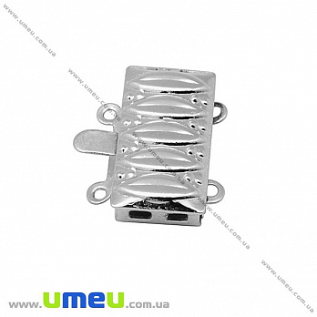 Замок-защіпка на 2 нитки, 16х14 мм, Темне срібло (ZAM-020103)