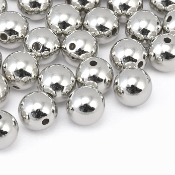 Намистини для сумок ОПТ, Пластикові, Круглі, 9,5 мм, Сріблясті (BUS-059717)