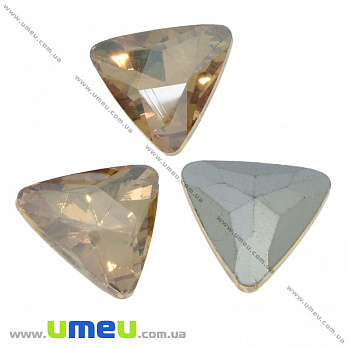 Ріволі скляний, Трикутний гранований, 18х18 мм, Світло-бежевий (KAB-021967)