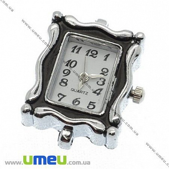 Часы для браслетов прямоугольные, Античное серебро, 30х22 мм, 1 шт (CLC-007507)