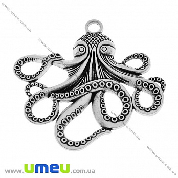 [Архів] Підвіска металева Восьминіг, Античне срібло, 55х57 мм (POD-031490)