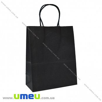 Подарунковий пакет з крафт паперу, 27х21х11 см, Чорний (UPK-036295)
