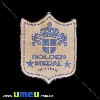 Аплікація пришивна кожзам, 5х3,5 см, Бежева (APL-035206)