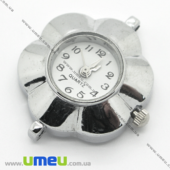 [Архив] Часы для браслетов Цветок, Серебро, 30х23 мм, 1 шт (CLC-006110)