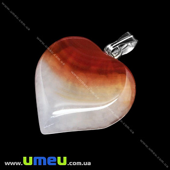 Подвеска Сердце из натурального камня, Агат, 25х18 мм, 1 шт (POD-009326)