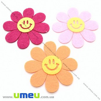 Фетровые фигурки Цветы, 6,5х6,5 см, Разноцветные, 1 набор (UPK-023859)