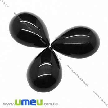 Кабошон нат. камінь Агат чорний, Крапля, 18х13 мм (KAB-008082)