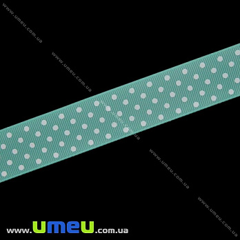 Репсовая лента в горошек, 25 мм, Мятная светлая (LEN-022458)