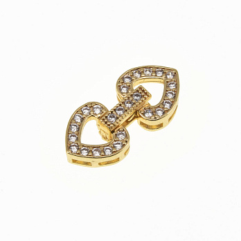 Застібка, 20,5х9,5 мм, Латунь з покриттям 18 kt, Куб. цирконій (ZAM-060827)