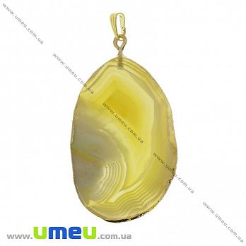 Подвеска из натурального камня, Агат желтый в фольге, 64х32 мм, 1 шт (POD-033063)