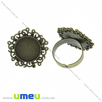 Кольцо под кабошон 14 мм, Античная бронза, 1 шт (OSN-013575)