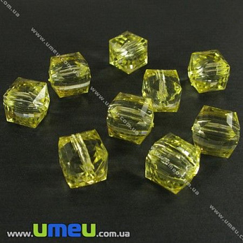 [Архів] Намистина акрилова Куб гранований, 13х14 мм, Жовта (BUS-000882)