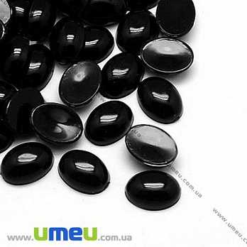 Кабошон пластиковий, Овал, 25х18 мм, Чорний (KAB-009572)